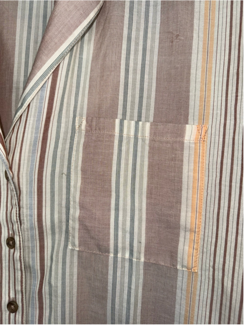 Women's prAna Iguala Cropped Button Down Camp Shirt size XL Pink Beige Boxy 90’s - Picture 10 of 15